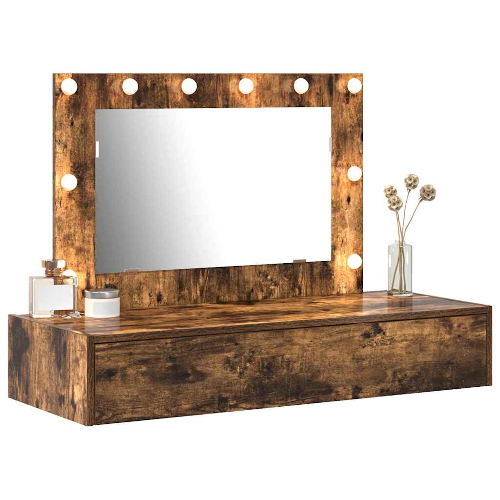 Sminkebord med speillys Brun 100 x 40 x 70 cm Konstruert tre