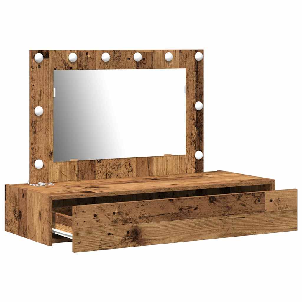 Sminkebord med speillys Brun 100 x 40 x 70 cm Konstruert tre