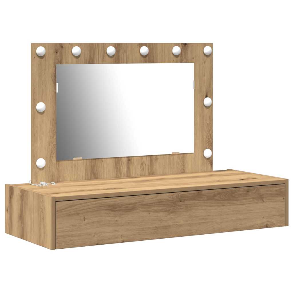 Sminkebord med speillys Brun 100 x 40 x 70 cm Konstruert tre