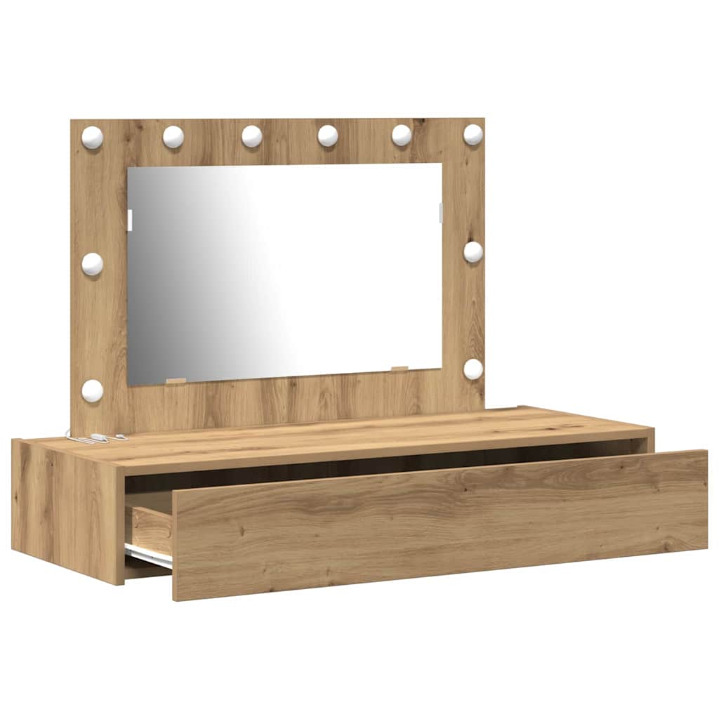 Sminkebord med speillys Brun 100 x 40 x 70 cm Konstruert tre