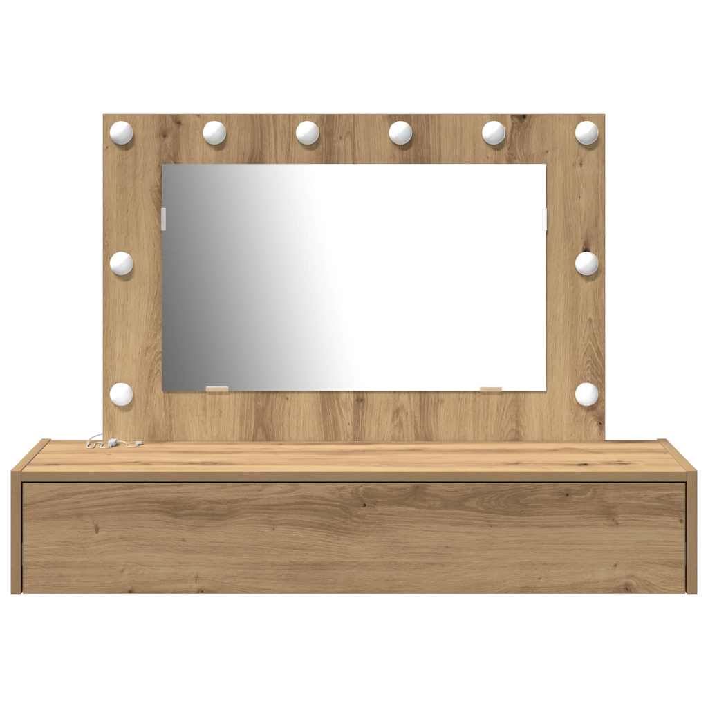 Sminkebord med speillys Brun 100 x 40 x 70 cm Konstruert tre