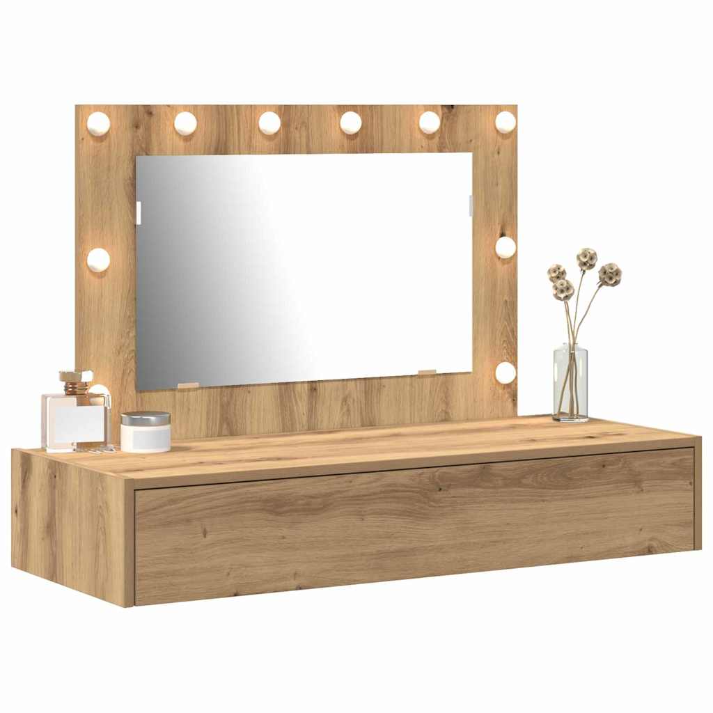 Sminkebord med speillys Brun 100 x 40 x 70 cm Konstruert tre