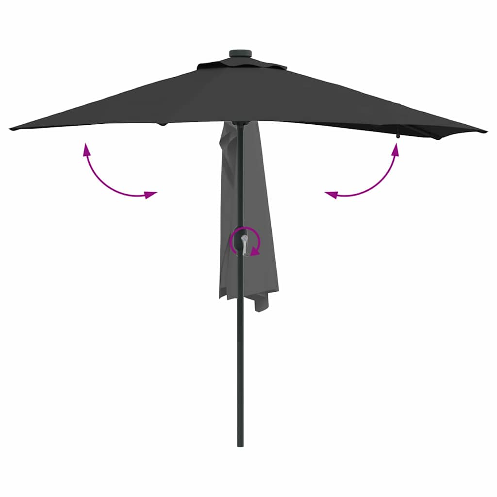 Hageparasol Svart 294 x 150 x 223 cm Polyester og stål