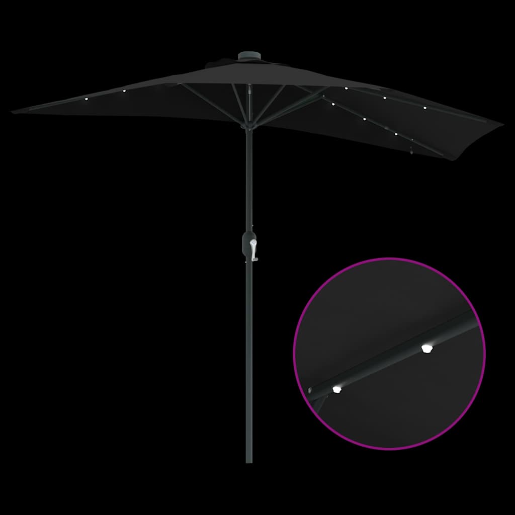 Hageparasol Svart 294 x 150 x 223 cm Polyester og stål