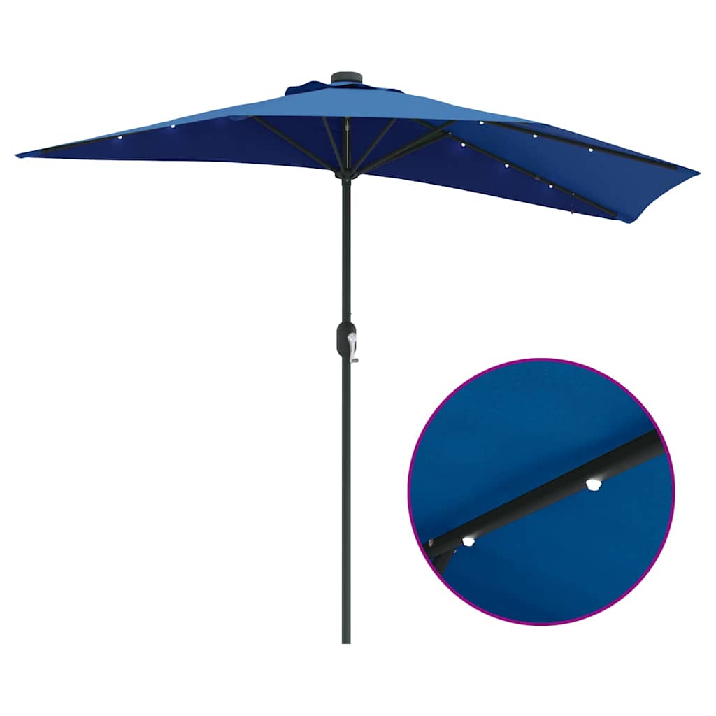 Hageparasol 294 x 150 x 223 cm Polyester og stål Azurblå