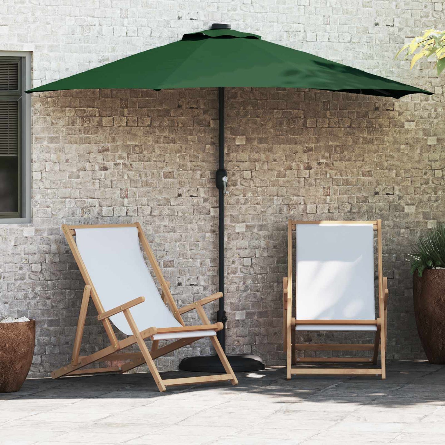 Hageparasol grønn 294 x 150 x 224 cm Polyester og stål