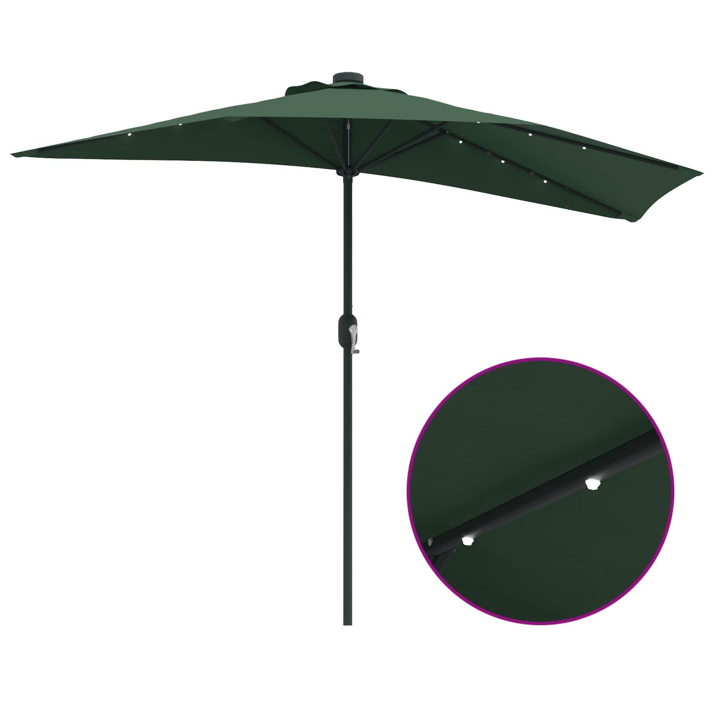Hageparasol grønn 294 x 150 x 224 cm Polyester og stål