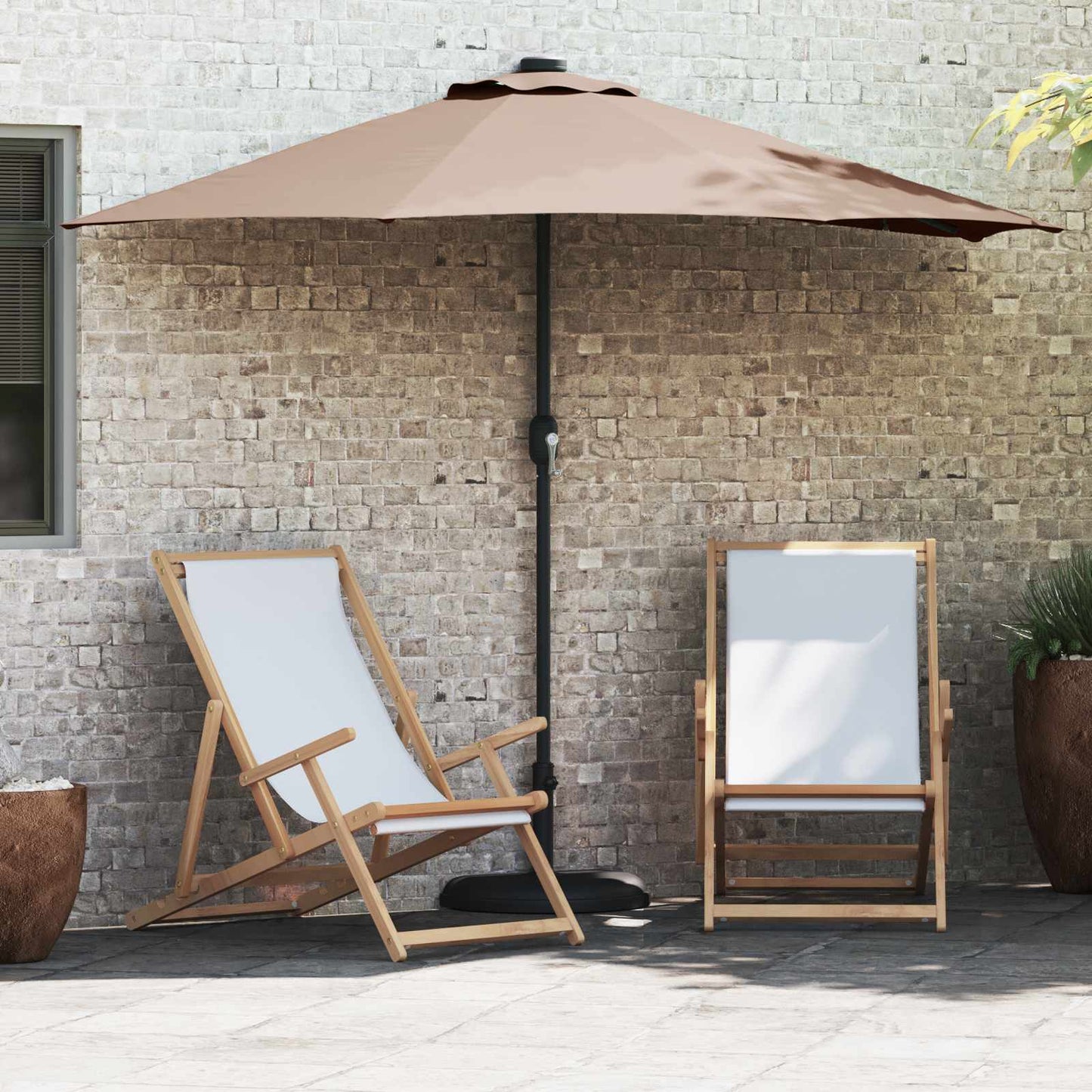 Hageparasol Gråbrun 294 x 150 x 224 cm Polyester og stål