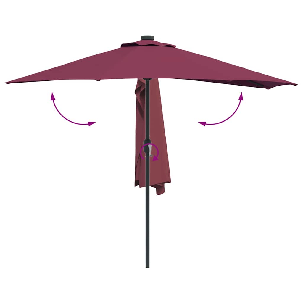 Hageparasol Bordeaux Rød 294 x 150 x 224 cm Polyester og stål