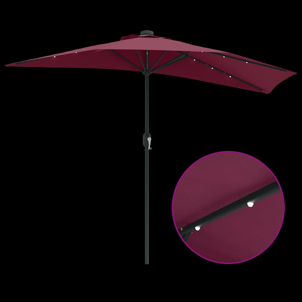 Hageparasol Bordeaux Rød 294 x 150 x 224 cm Polyester og stål