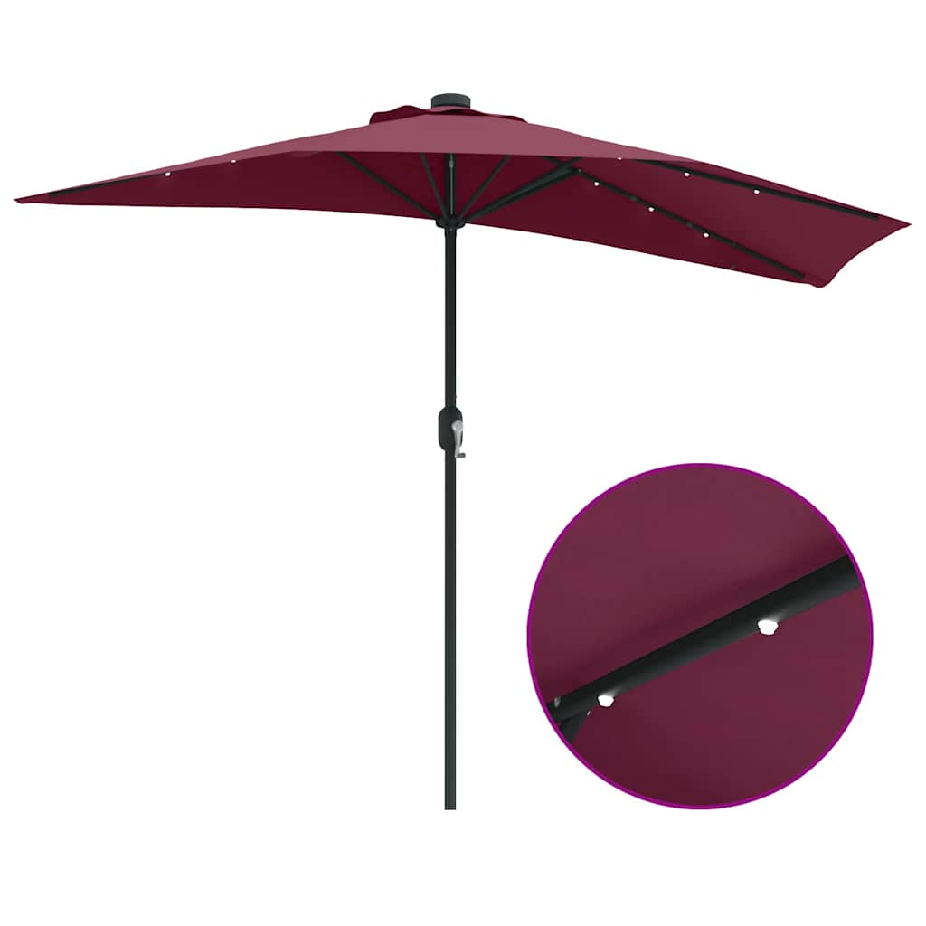 Hageparasol Bordeaux Rød 294 x 150 x 224 cm Polyester og stål