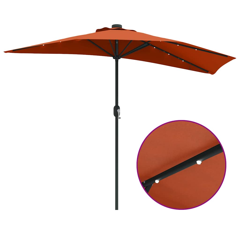 Hageparasol Terrakotta 294 x 150 x 224 cm Polyester og stål