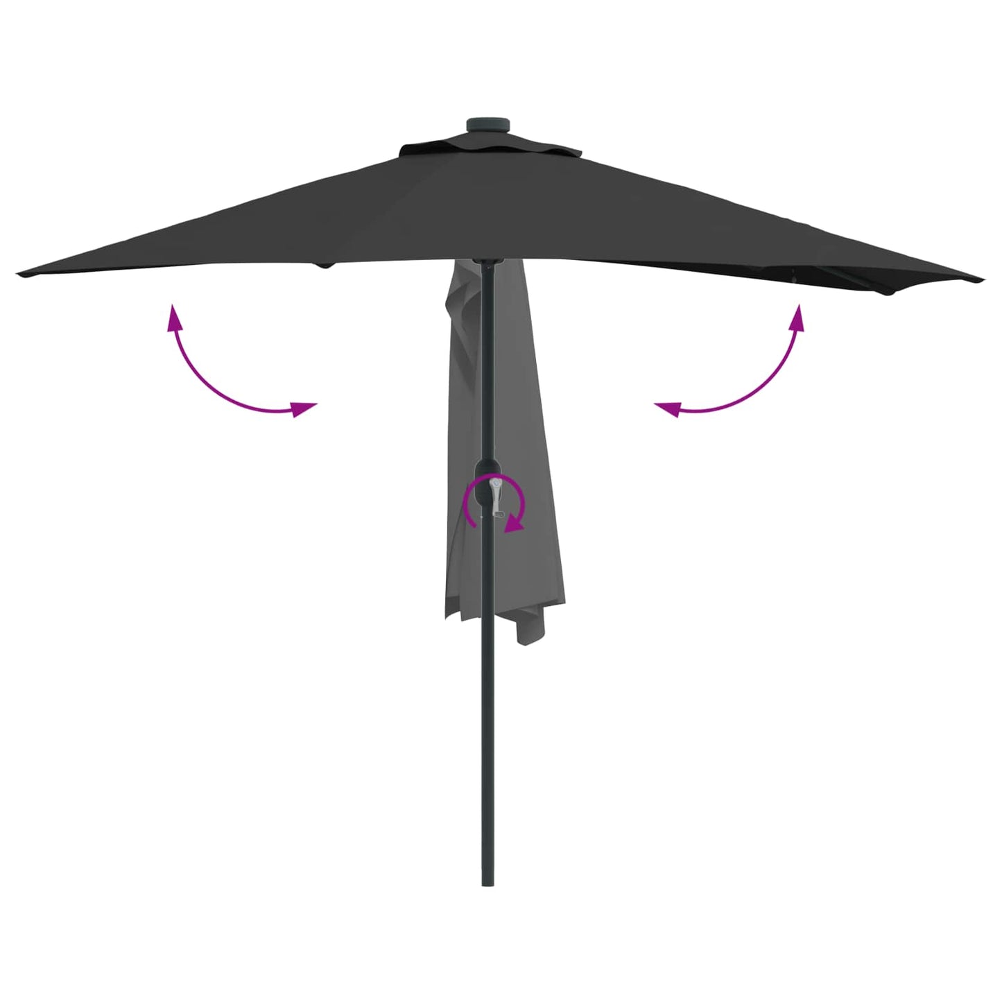 Hageparasol Svart 294 x 150 x 224 cm Polyester og stål