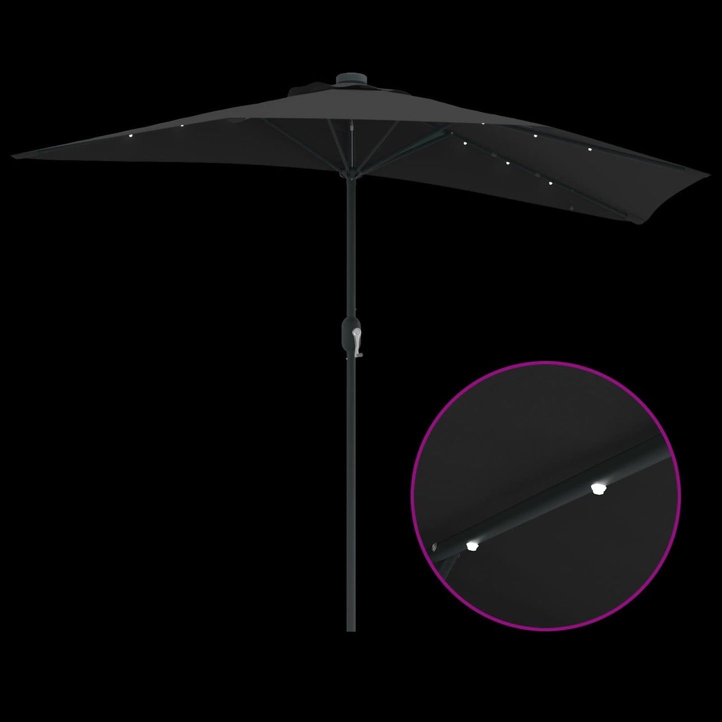 Hageparasol Svart 294 x 150 x 224 cm Polyester og stål