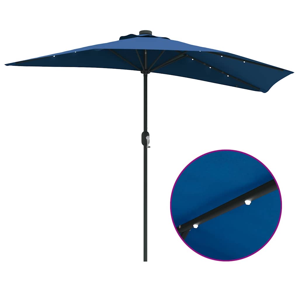 Hageparasol 294 x 150 x 224 cm Polyester og stål Azurblå