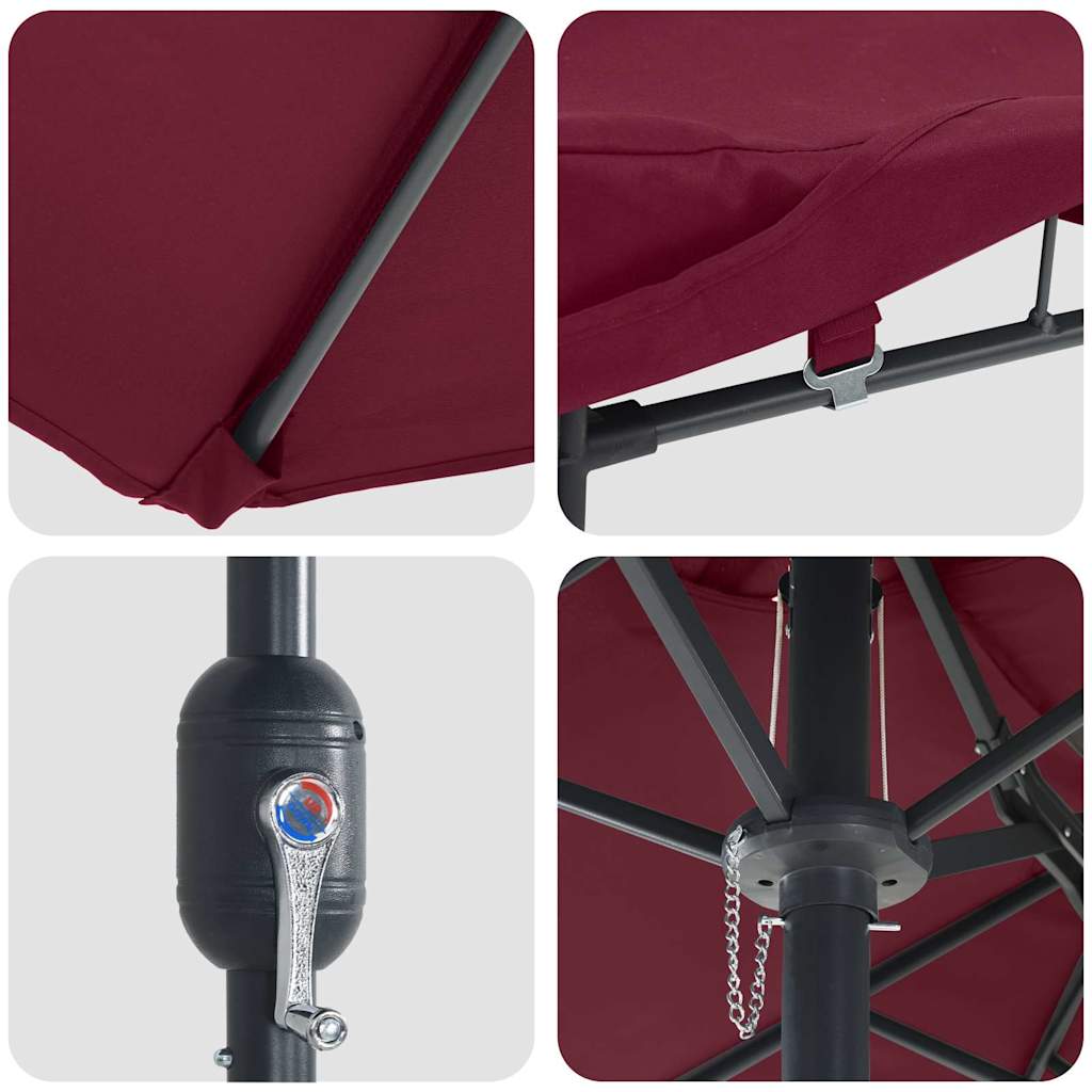 Hageparasol Bordeaux Rød 385 x 209 x 244 cm Polyester og stål
