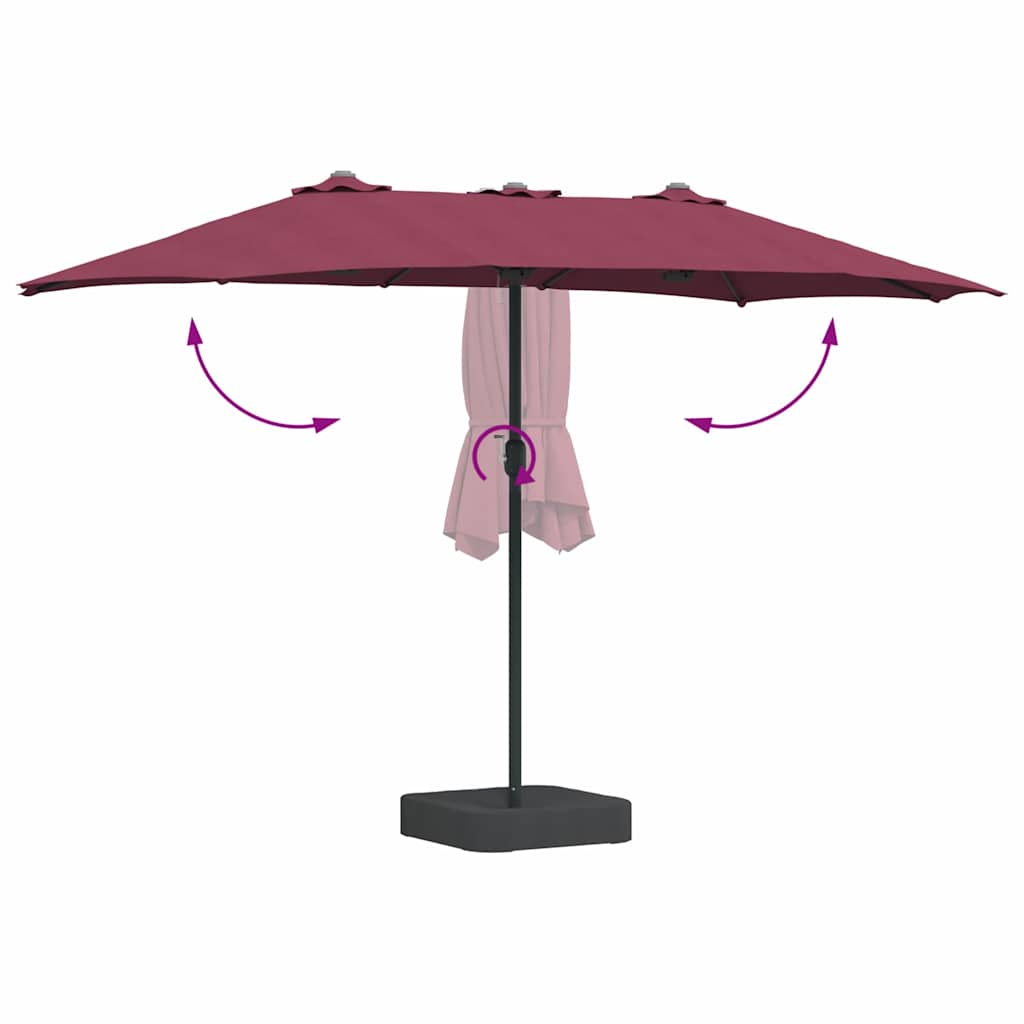 Hageparasol Bordeaux Rød 385 x 209 x 244 cm Polyester og stål