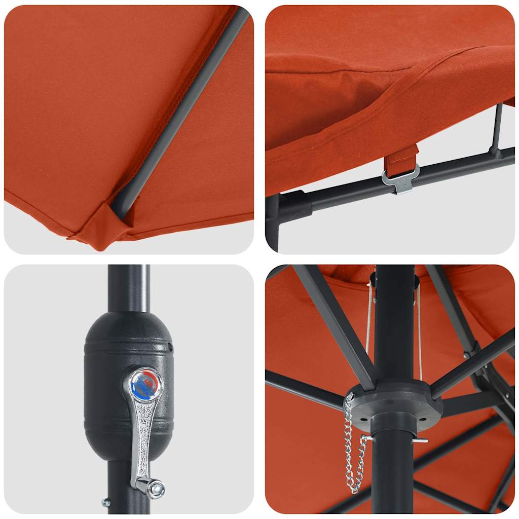 Hageparasol Terrakotta 385 x 209 x 244 cm Polyester og stål