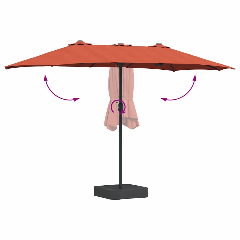 Hageparasol Terrakotta 385 x 209 x 244 cm Polyester og stål