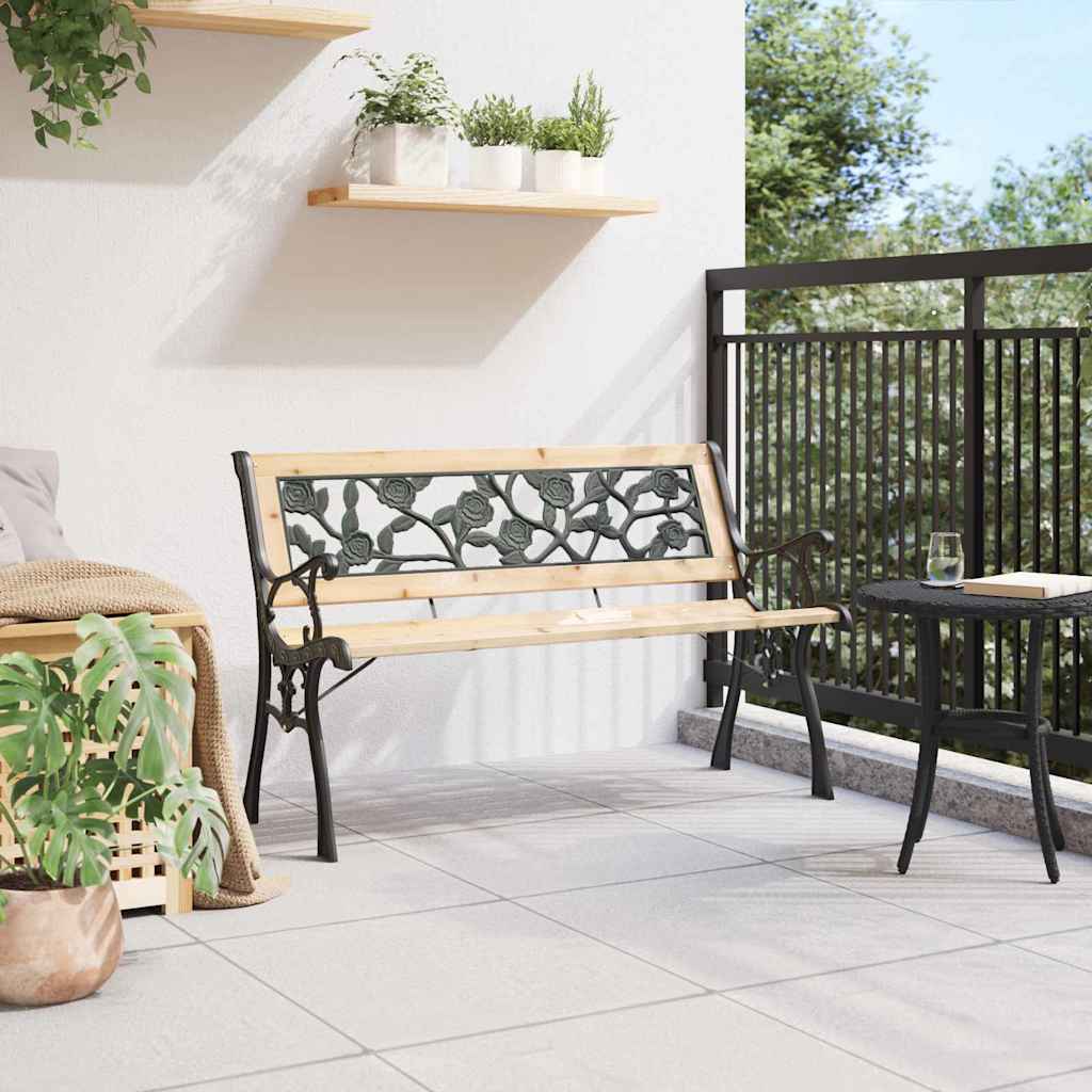 Hagebenk med pute Brun 116 x 54 x 73 cm tre vidaXL