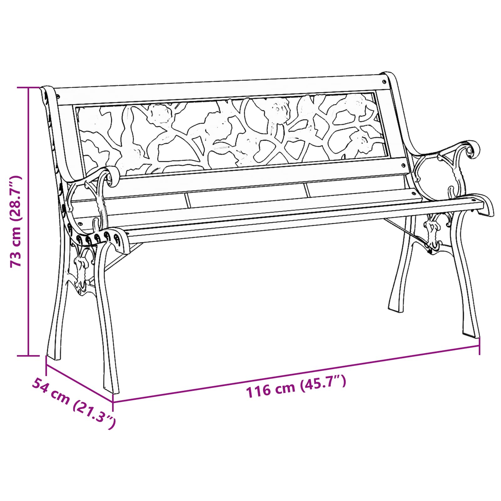 Hagebenk med pute Brun 116 x 54 x 73 cm tre vidaXL