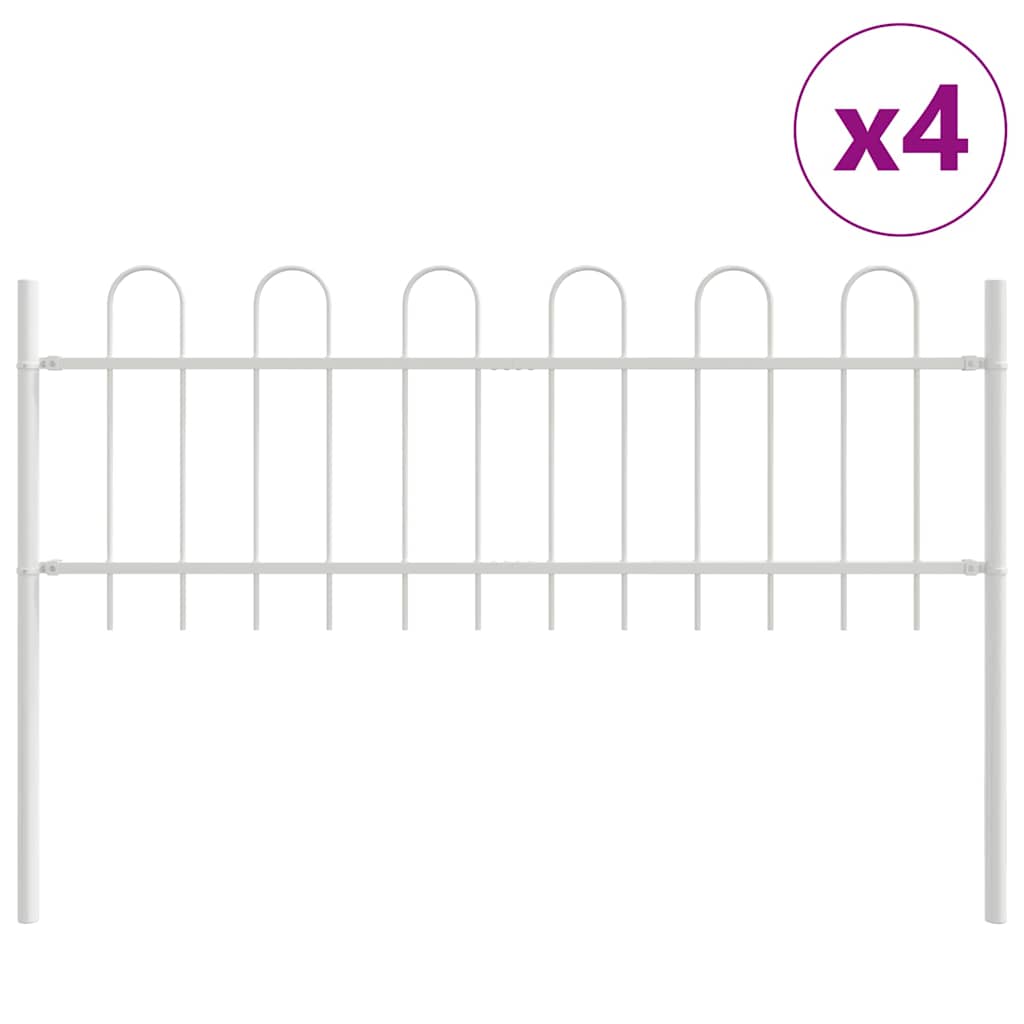 Hage Hegning 4 pcs Hvit 6,8 x 0,6 m Pulverlakkert stål