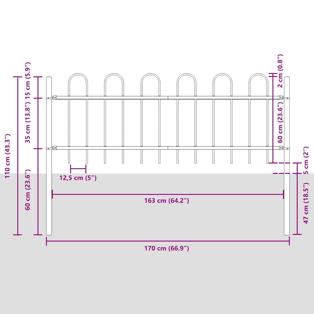 Hage Hegning 4 pcs Hvit 6,8 x 0,6 m Pulverlakkert stål