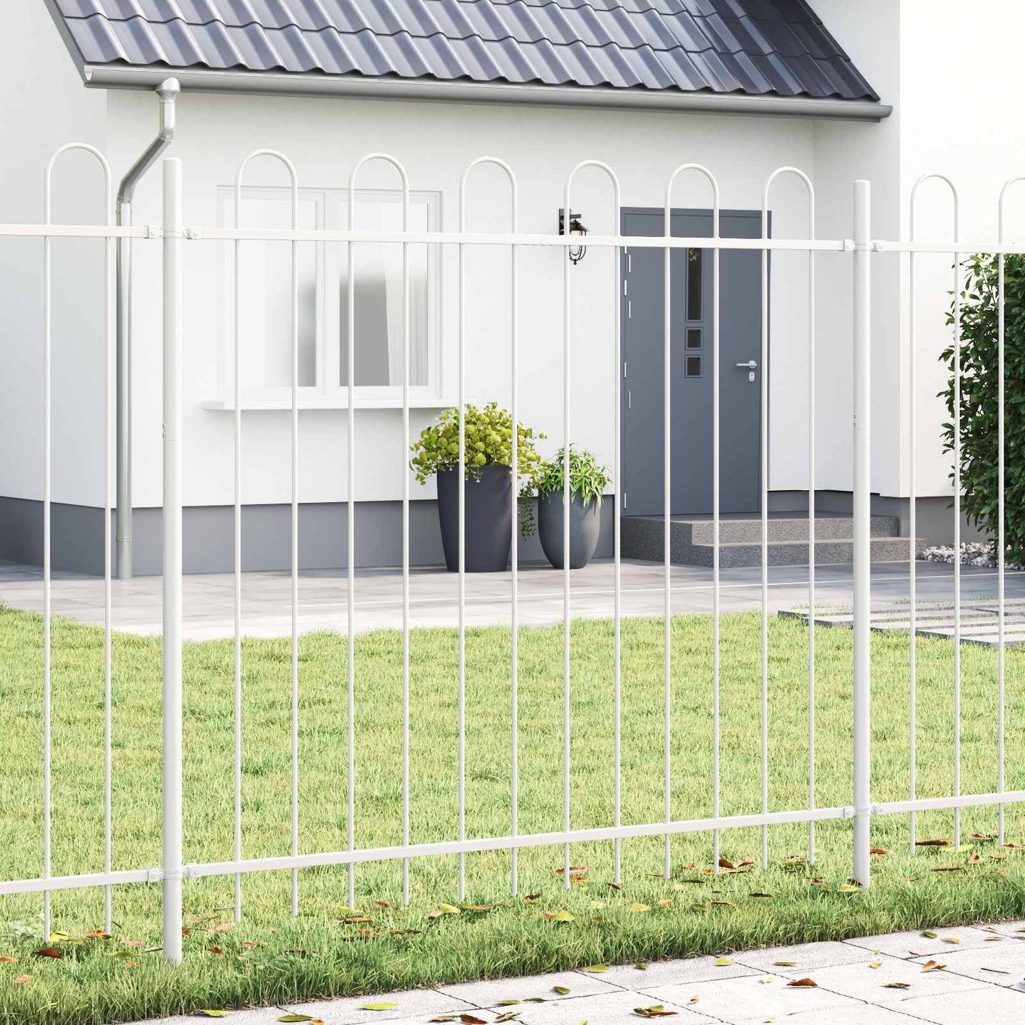 Hage Hegning 4 pcs Hvit 6,8 x 0,8 m Pulverlakkert stål