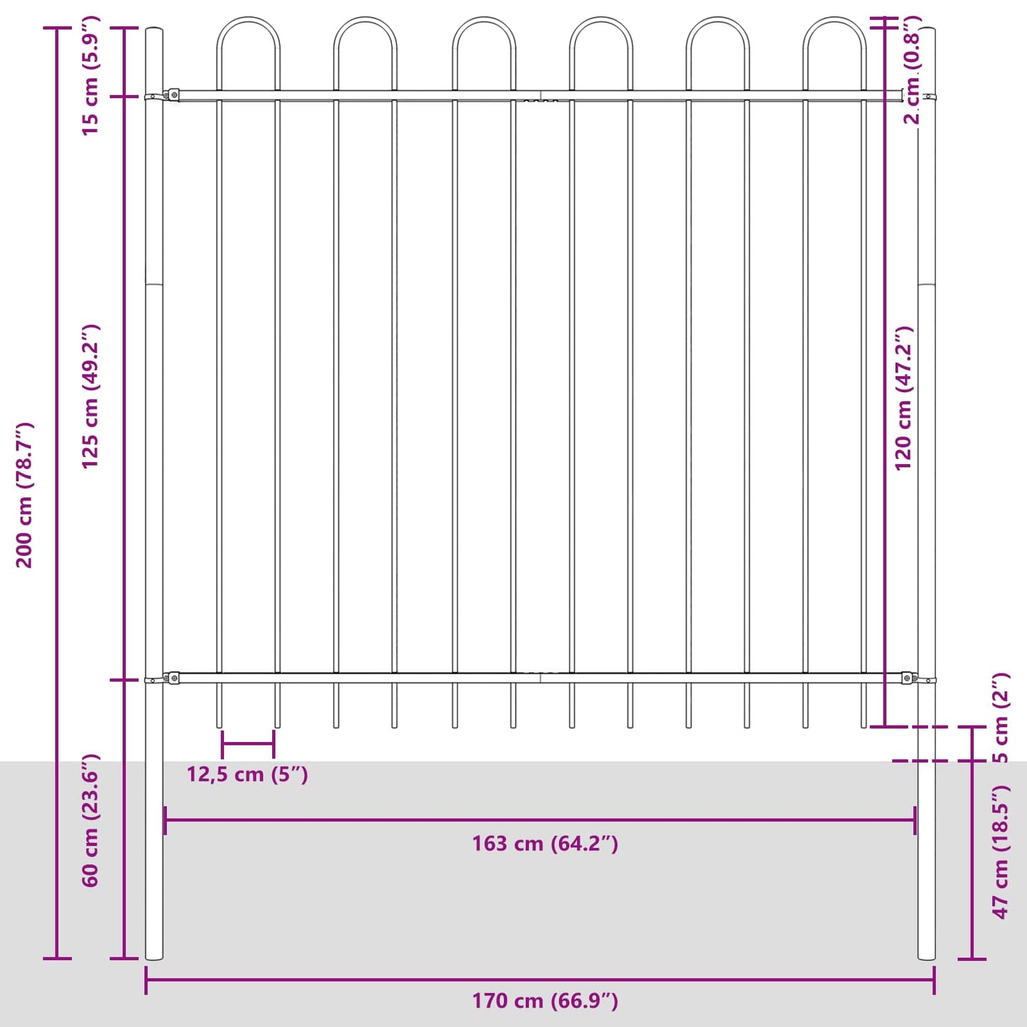 Hage Hegning 4 pcs Hvit 6,8 x 0,8 m Pulverlakkert stål