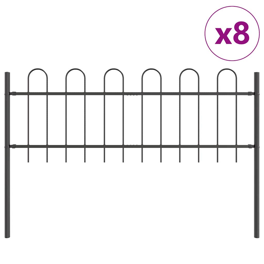 Hage Hegning BOXTEL 8 pcs 13,6 x 0,6 m Pulverlakkert stål Grå