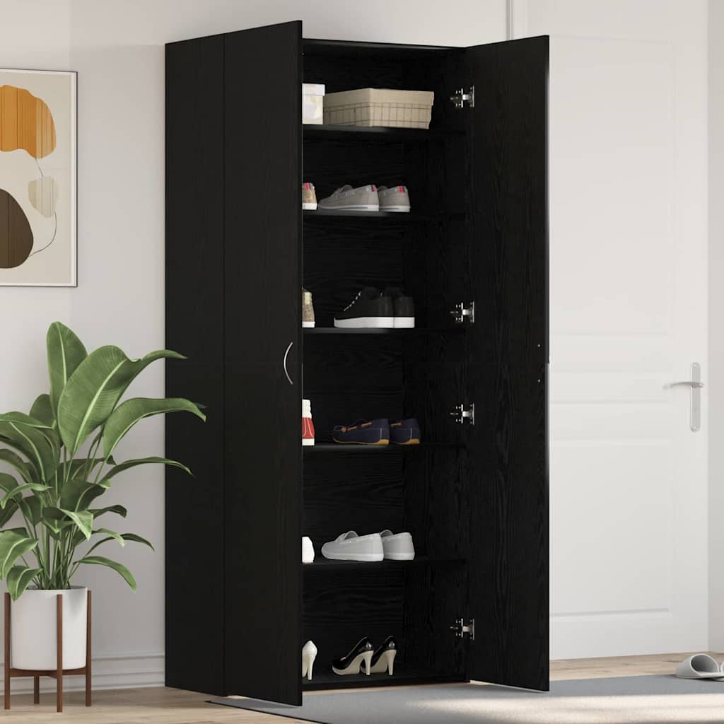 Sko Skap med hylle Svart 80 x 35,5 x 180 cm Konstruert tre vidaXL