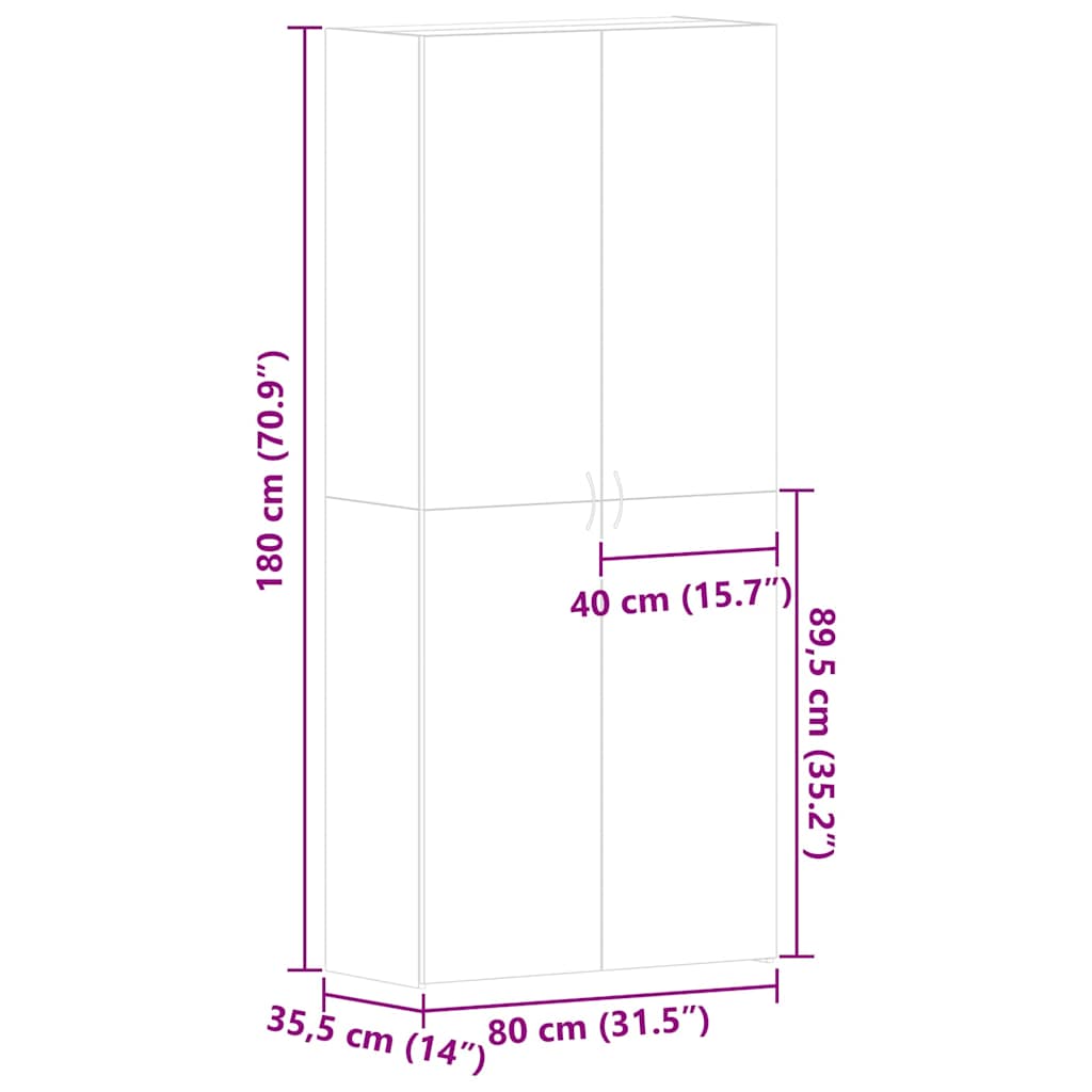 Sko Skap med hylle Svart 80 x 35,5 x 180 cm Konstruert tre vidaXL