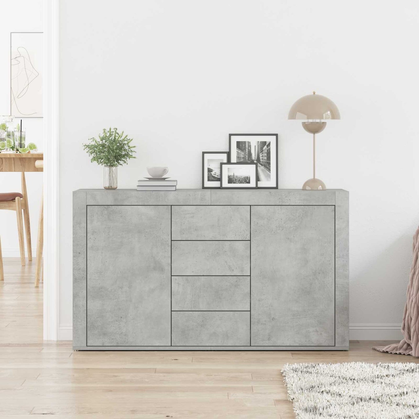 Serviesskap med skuff Betonggrå 120 x 36 x 69 cm Konstruert tre