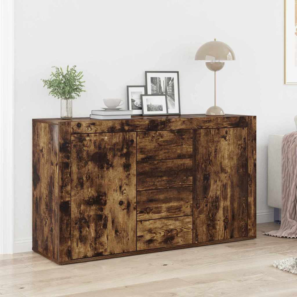 Serviesskap med skuff Røkt eik 120 x 36 x 69 cm Konstruert tre vidaXL