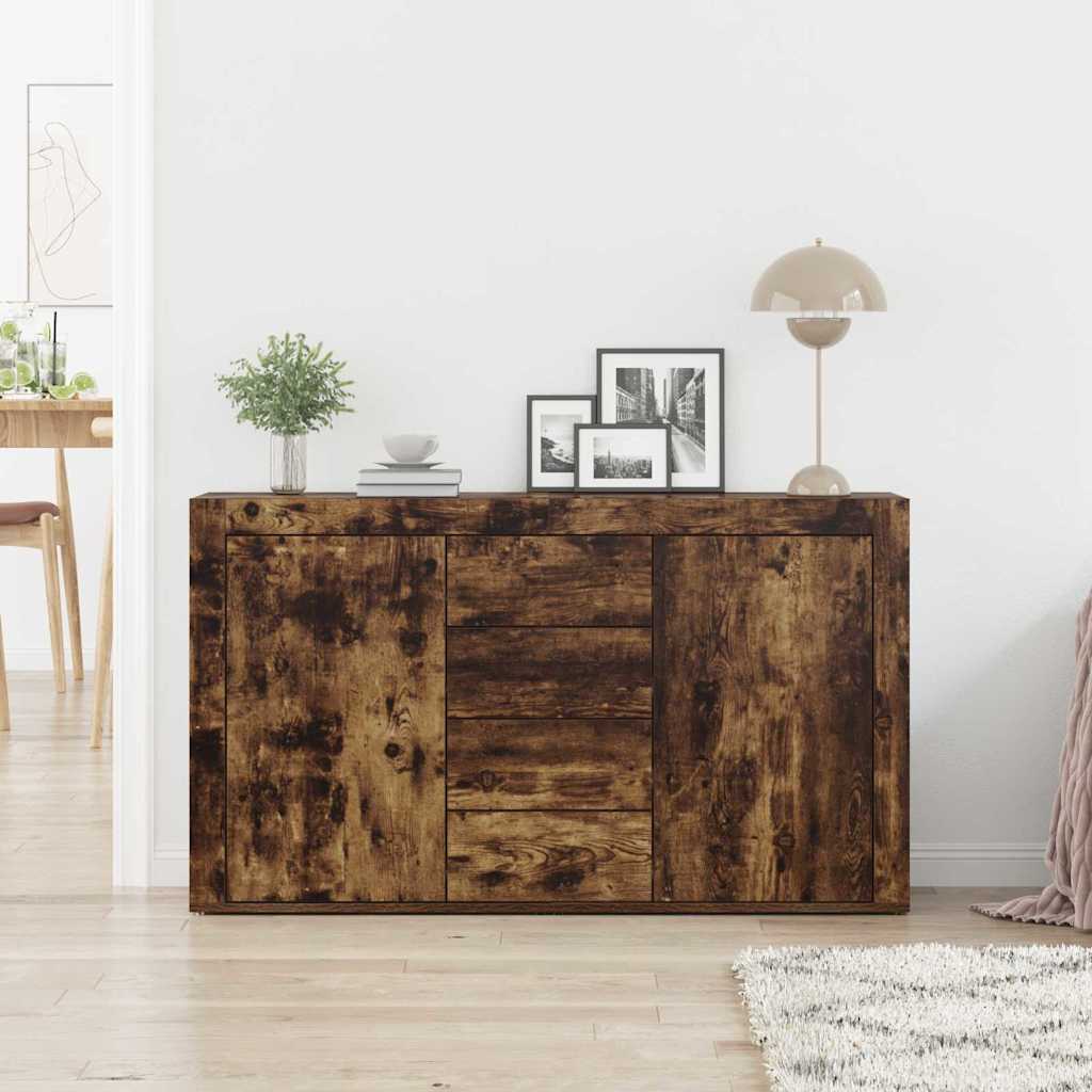 Serviesskap med skuff Røkt eik 120 x 36 x 69 cm Konstruert tre vidaXL