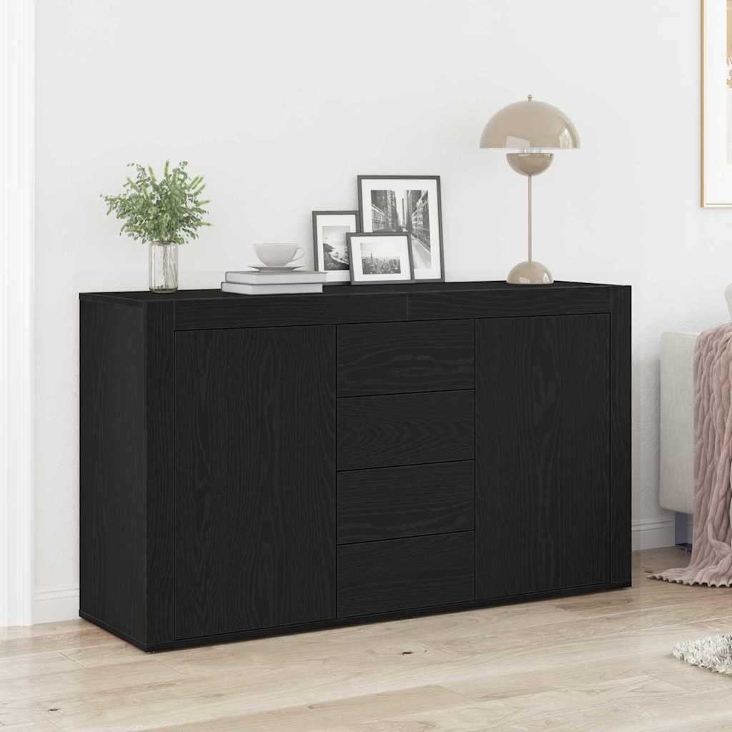Serviesskap med skuff Svart Eik 120 x 36 x 69 cm Konstruert tre vidaXL
