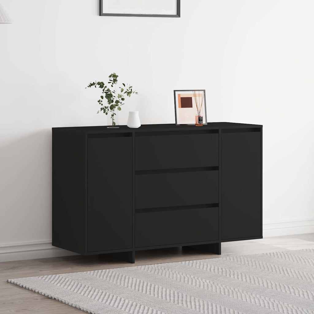 Serviesskap med skuff Svart 120 x 41 x 75 cm Konstruert tre