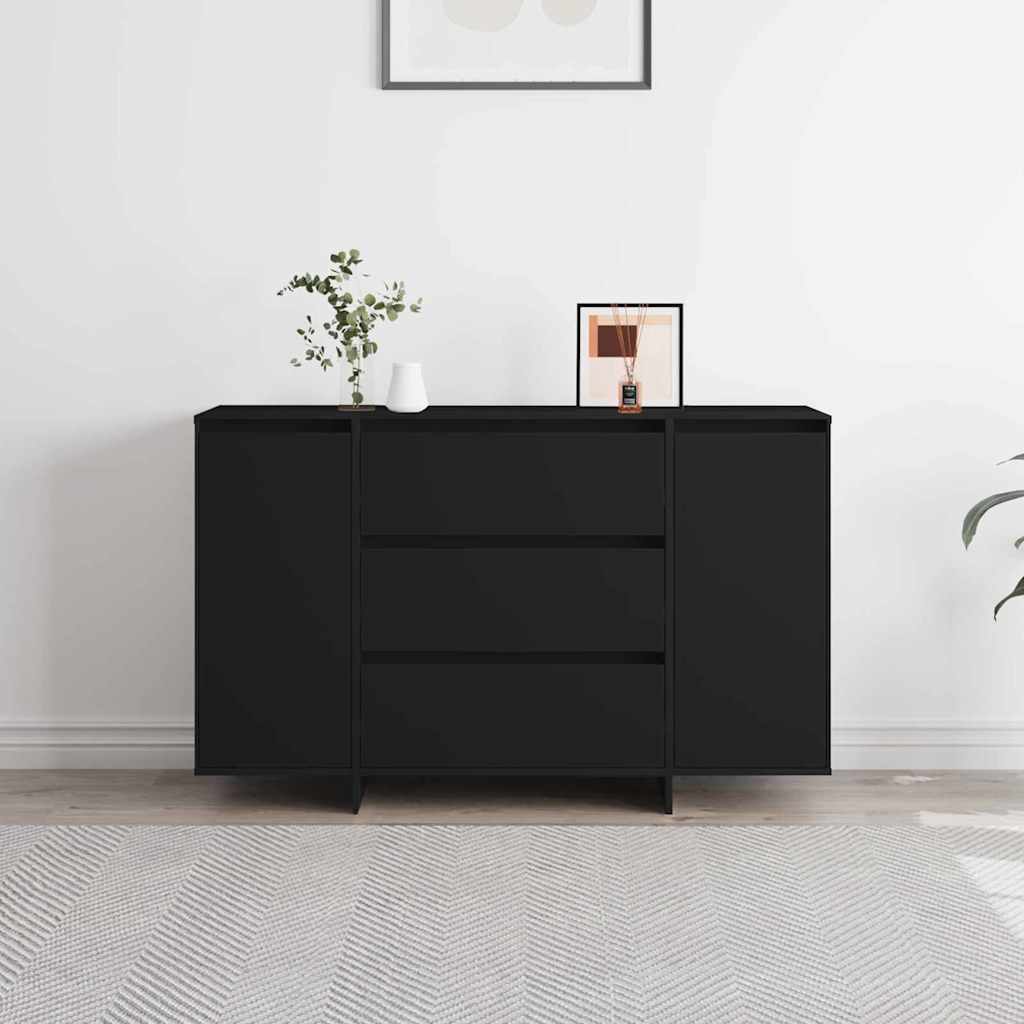 Serviesskap med skuff Svart 120 x 41 x 75 cm Konstruert tre