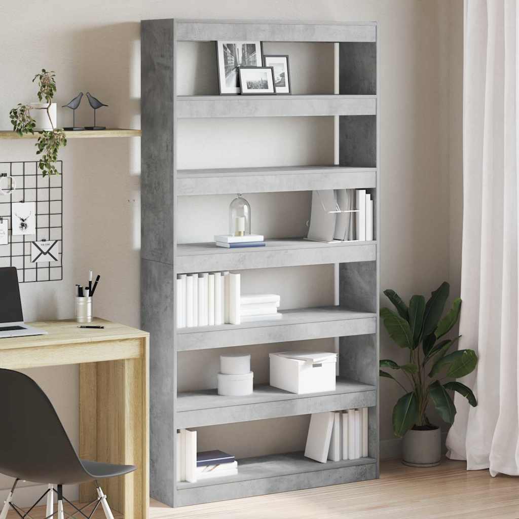 Bokskap Betonggrå 100 x 30 x 198 cm Konstruert tre