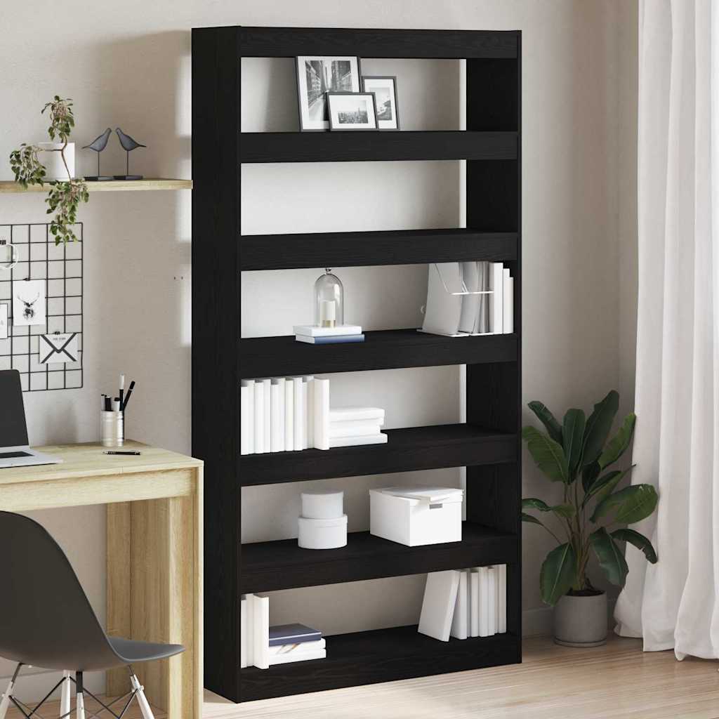 Bokskap Svart Eik 100 x 30 x 198 cm Konstruert tre
