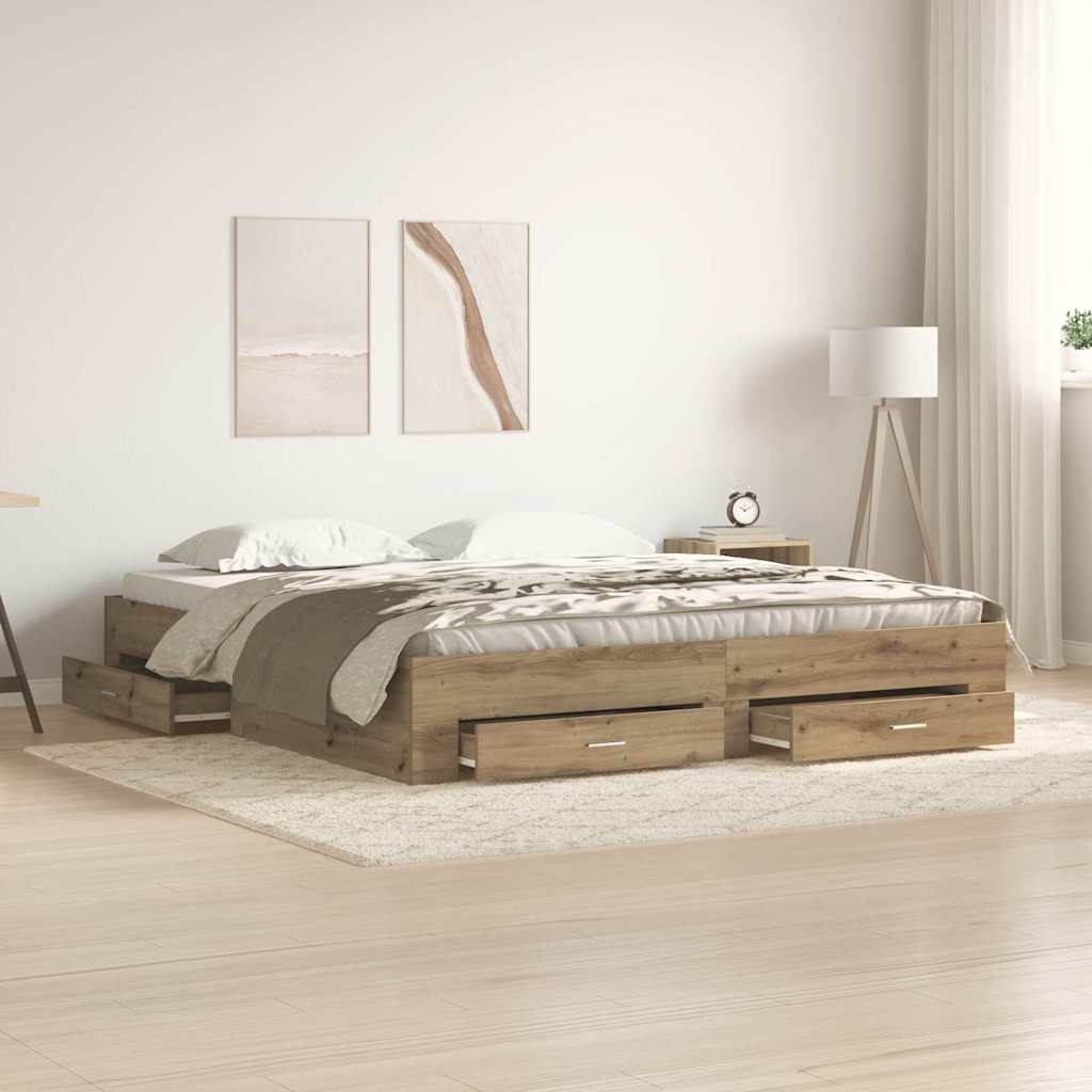 Sengestamme med skuff Artisan Eik 180 x 200 cm Konstruert tre
