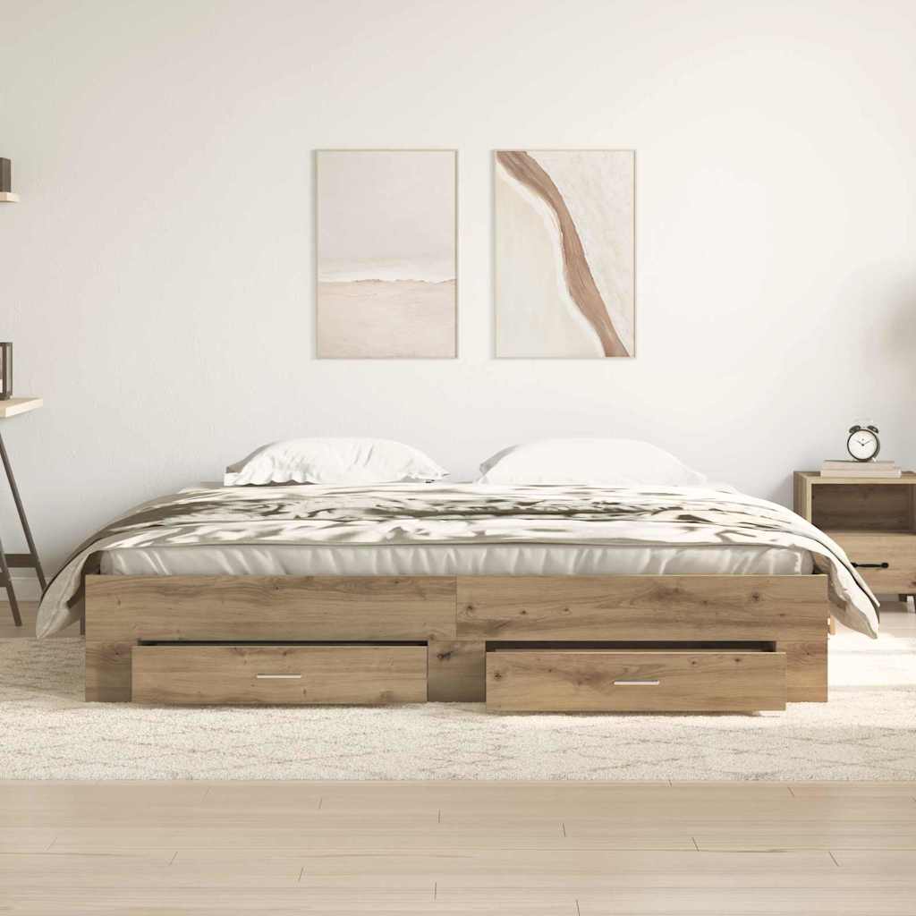 Sengestamme med skuff Artisan Eik 180 x 200 cm Konstruert tre