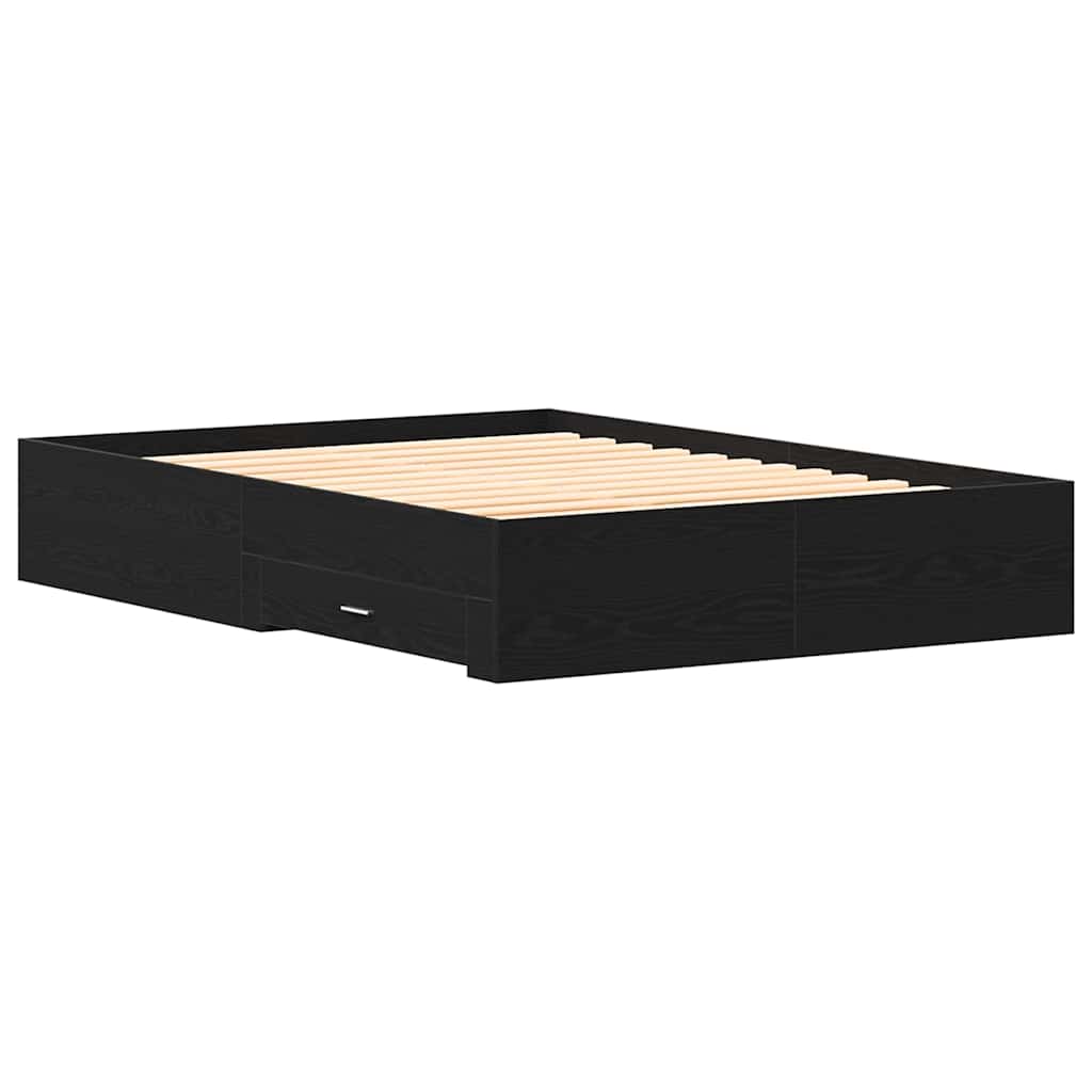 Sengestamme med skuff Svart Eik 140 x 200 cm Konstruert tre