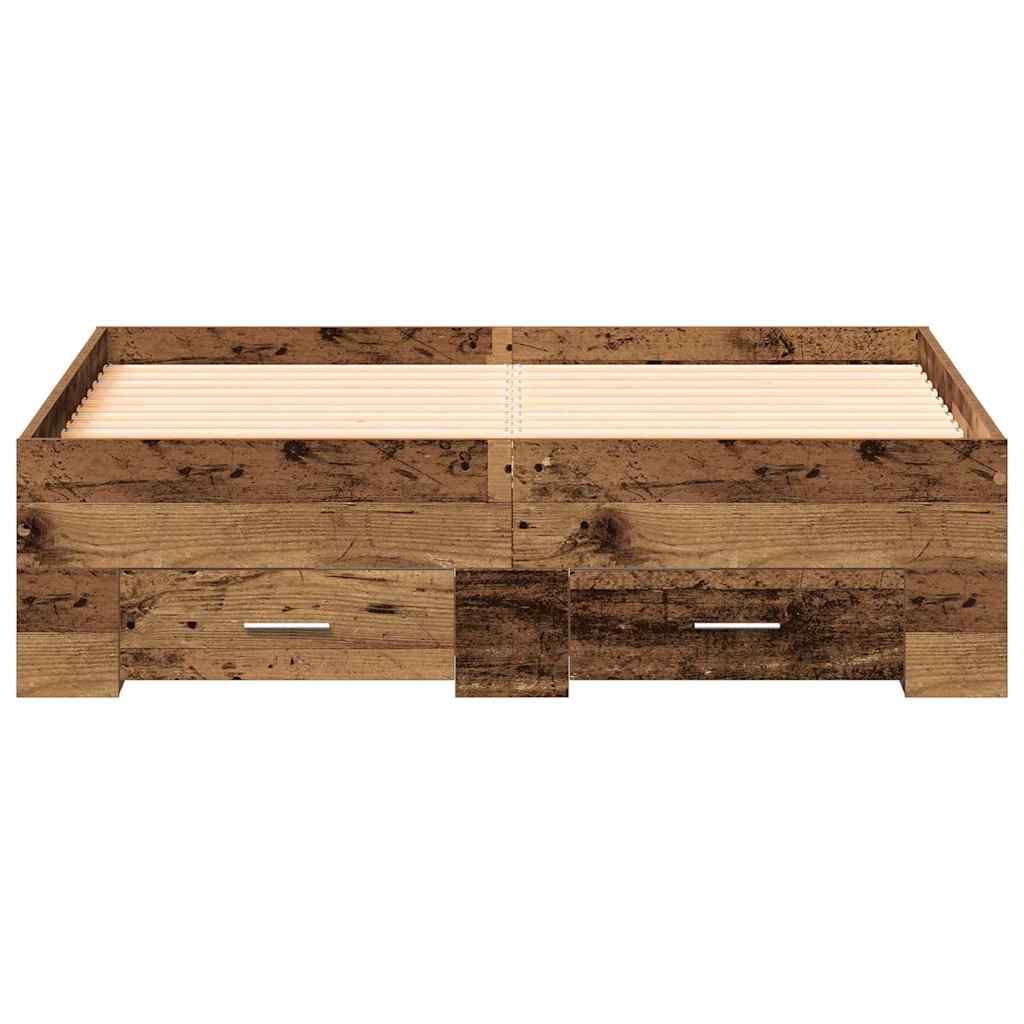 Sengestamme med skuff Gamle tre 120 x 200 cm Konstruert tre