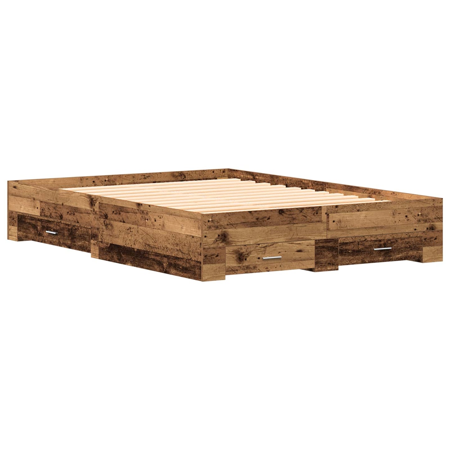 Sengestamme med skuff Gamle tre 140 x 190 cm Konstruert tre