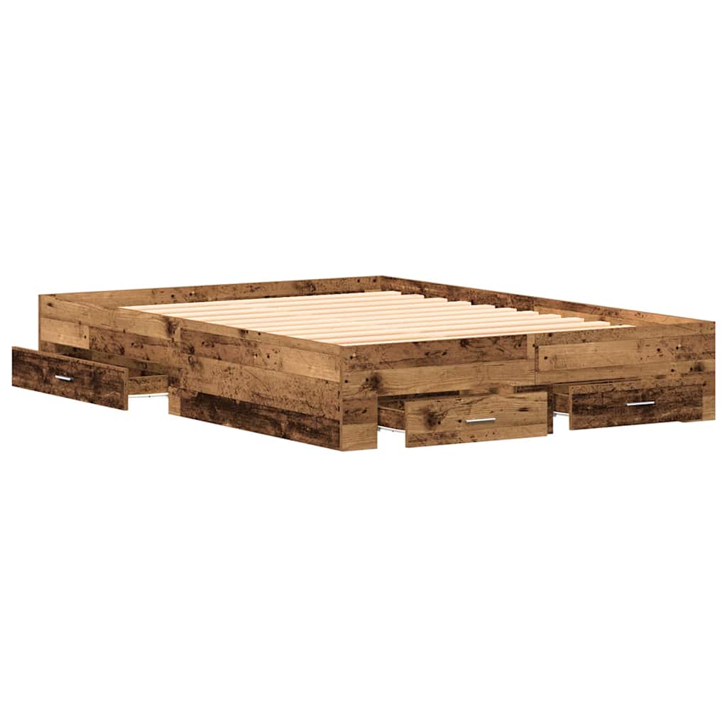 Sengestamme med skuff Gamle tre 135 x 190 cm Konstruert tre vidaXL