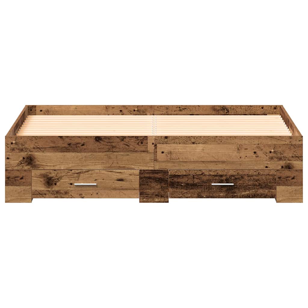 Sengestamme med skuff Gamle tre 135 x 190 cm Konstruert tre vidaXL
