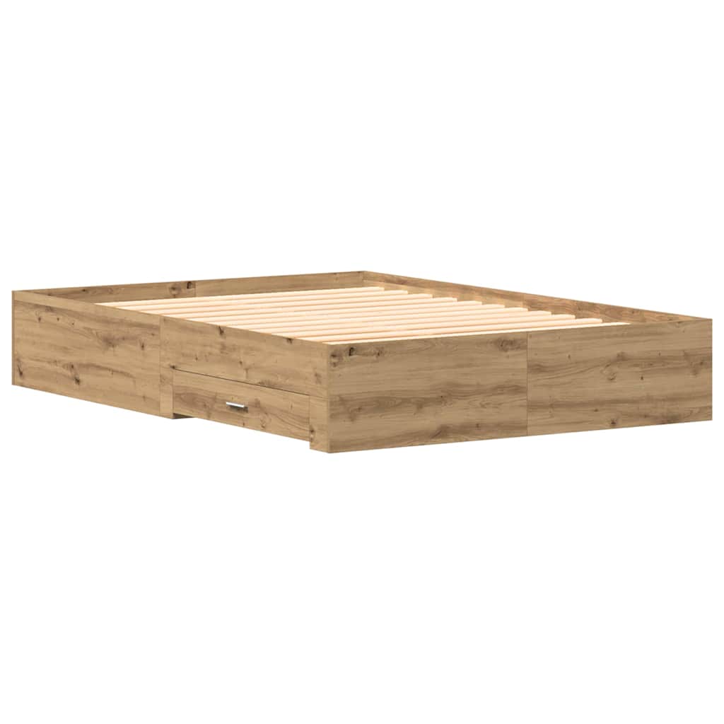 Sengestamme med skuff Artisan Eik 135 x 190 cm Konstruert tre vidaXL