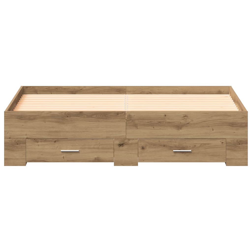 Sengestamme med skuff Artisan Eik 135 x 190 cm Konstruert tre vidaXL