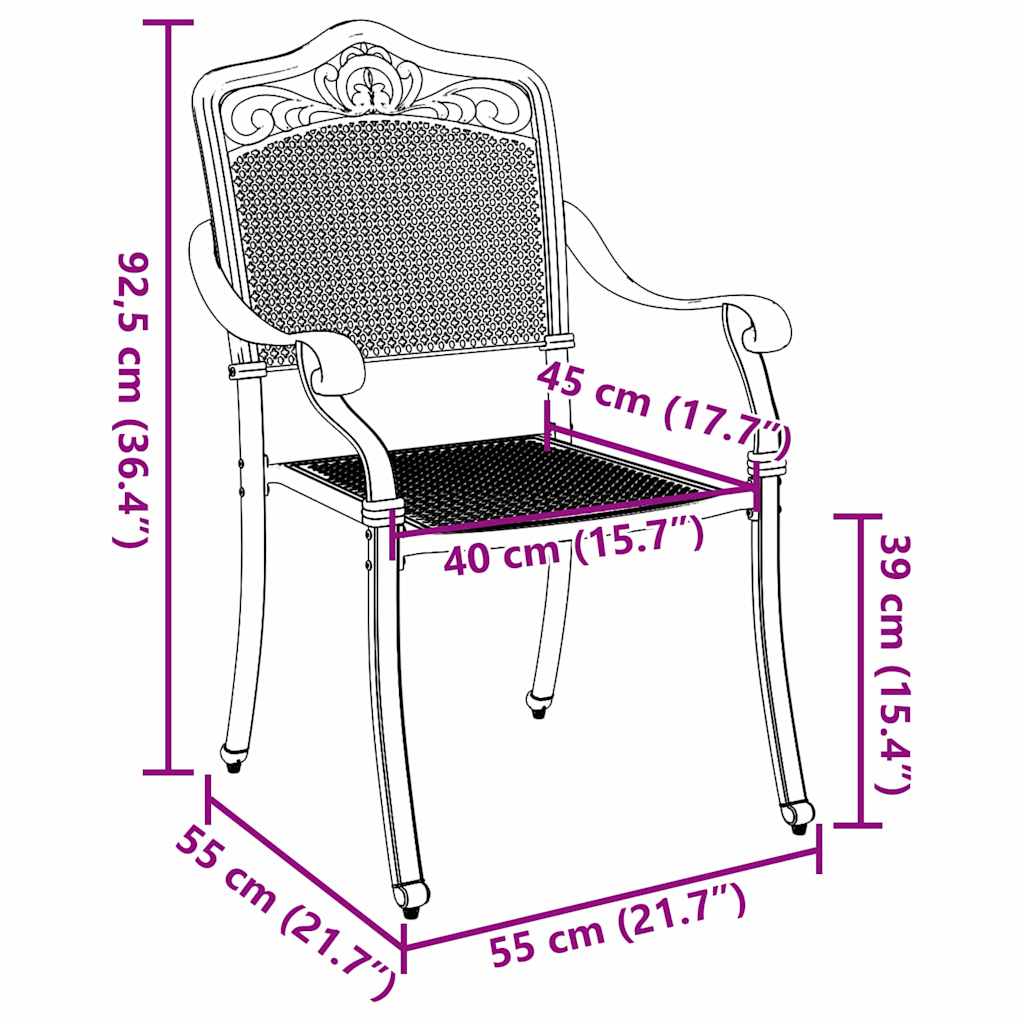 Hage Stol 2 pcs Hvit 55 x 56.5 x 91cm Aluminium